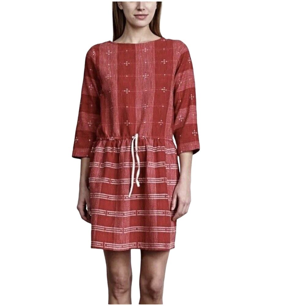 Ace & Jig Women’s Sz XS Cardinal Red 3/4 Sleeve Short Lake Dress With Pockets
